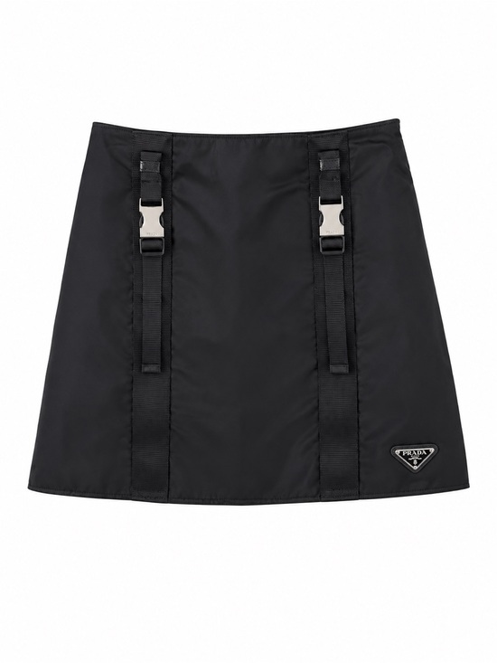 Prada Dresses & Skirts - Prada Black Nylon Mini Skirt with Buckle Straps
